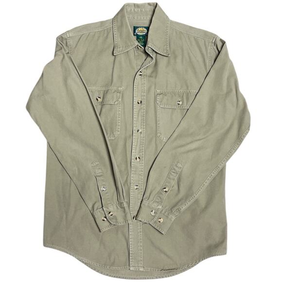 Cabela's Outdoor Gear Tan Khaki Classic Button-Up Gorpcore Long Sleeve Shirt M - Picture 5 of 5
